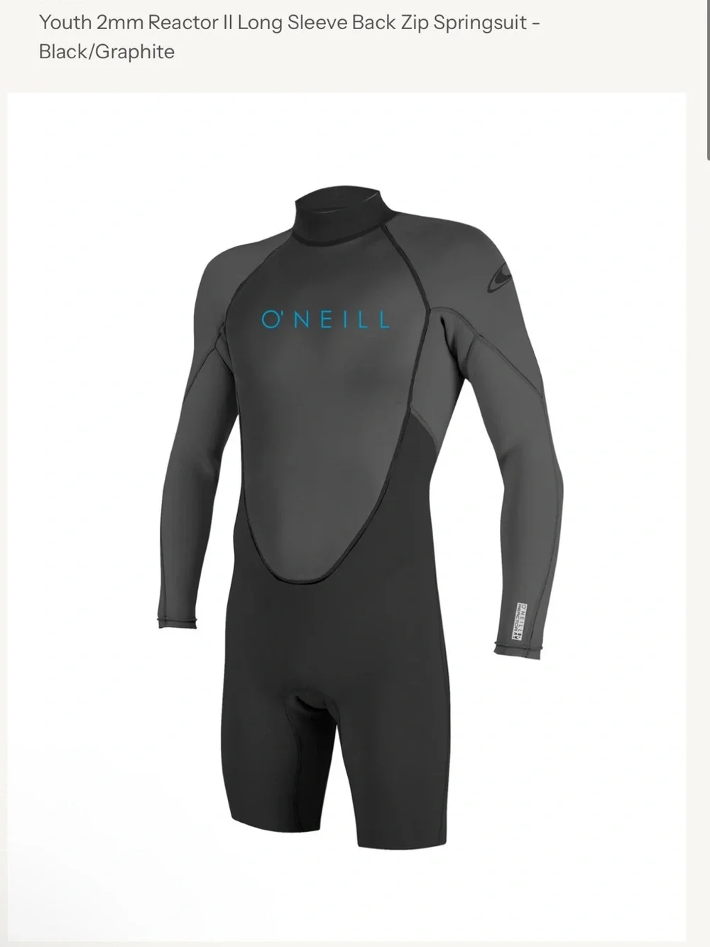 O'Neill Youth 2mm Reactor II Long Sleeve Back Zip Springsuit